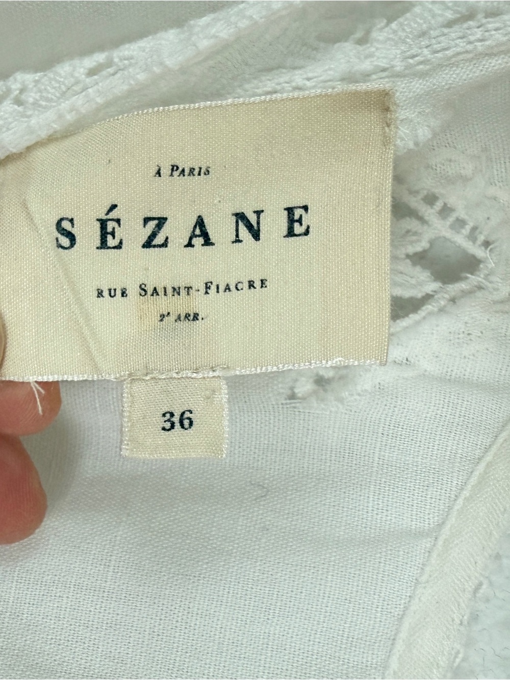 Sezane Zarrri Lace Embroidery White Eyelet Tiered Midi Dress 36 US4 - Picture 8 of 10